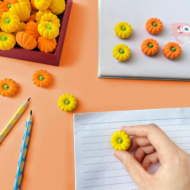 Kaemi 30 Pcs Halloween Pumpkin Erasers for Kids Fall Pencil Erasers Bulk Novelty 3D Fun Erasers Treasure Box Toys for Classroom Prizes Thanksgiving Party Favors - Image 3